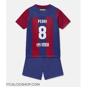 Barcelona Pedri Gonzalez #8 Prima Maglia Bambino 2023-24 Manica Corta (+ Pantaloni corti)